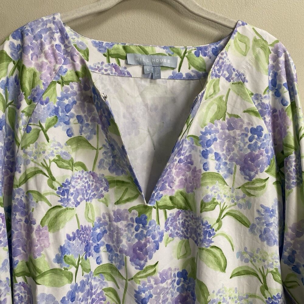 Hill House Blue Hydrangea Print The Artemis Bell Sleeve Shift Dress Size Large - Picture 7 of 16